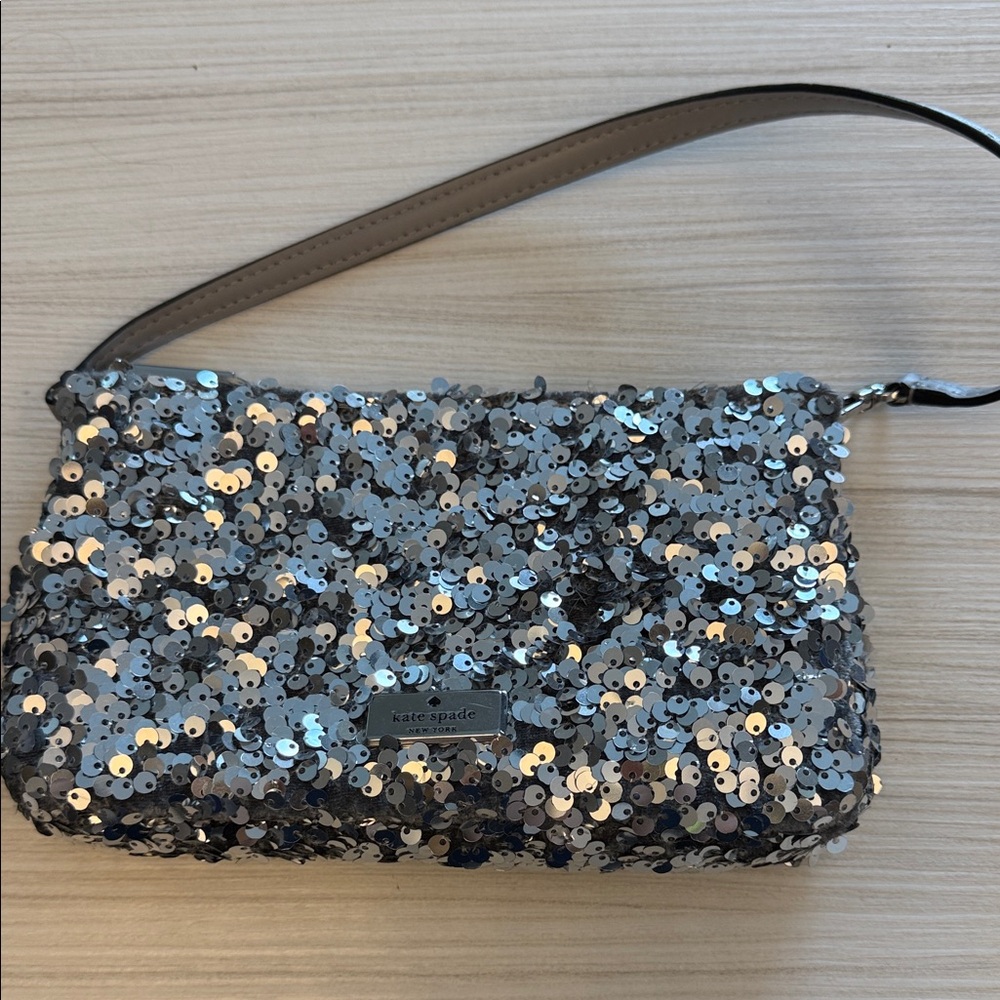Kate Spade Glittering Silver Sequin Clutch